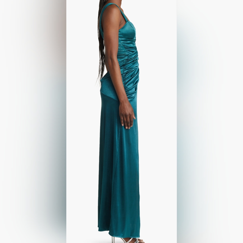 ASOS Design High Slit Satin Cocktail Dress - Picture 3 of 6
